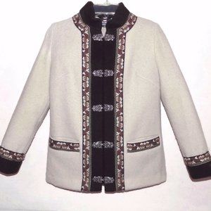 Pure wool jacket Norway 42 M Beige Pewter clasps Off white Scandinavian Nordic